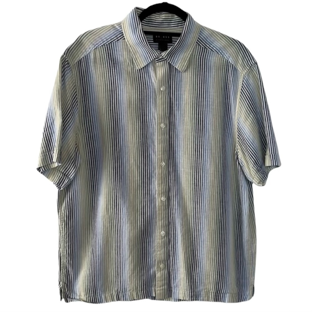 4/$40 Axcess A Clairborne Company Striped Short Sleeve Button Down Shirt